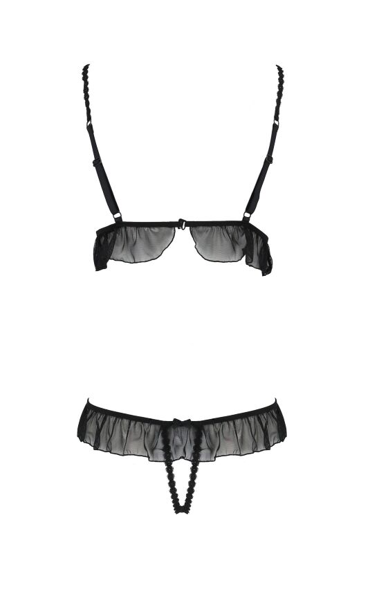 Боди с оборками и открытым доступом LEILA BODY black S/M - Passion