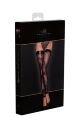 Чулки без миска Noir Handmade F243 Tulle stockings with patterned flock embroidery, S