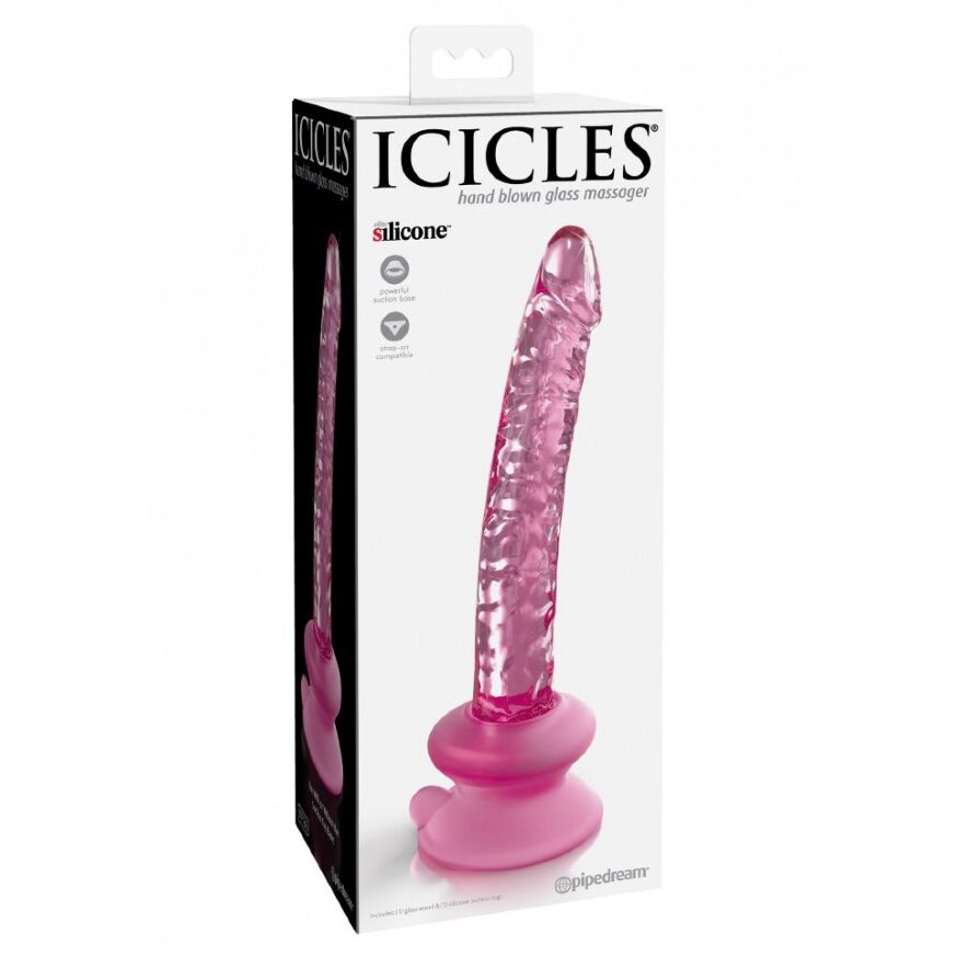 Фаллоимитатор стеклянный с присоской Pipedream Icicles Pink