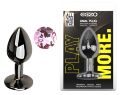 Анальна пробка з кристалом EGZO - Dark Gray Round Plug Pink, size S