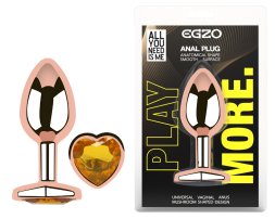 Анальна пробка з кристалом EGZO - Rose Gold Heart Plug Yellow size S