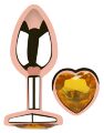 Анальна пробка з кристалом EGZO - Rose Gold Heart Plug Yellow size S