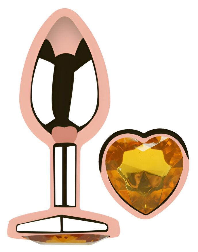 Анальна пробка з кристалом EGZO - Rose Gold Heart Plug Yellow size S