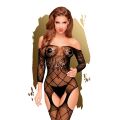 Бодистокинг с флористическо-геометрическим орнаментом Penthouse - Top-Notch Black S/L