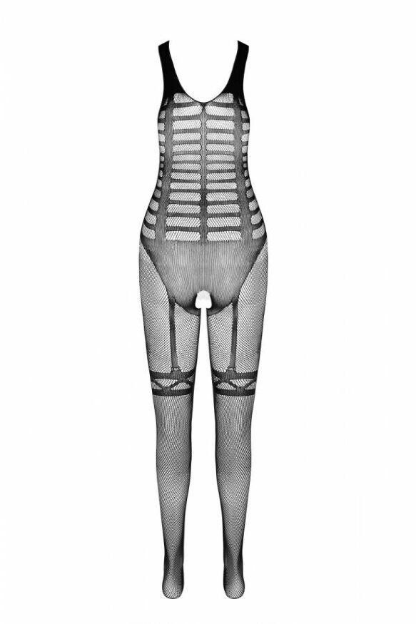 Сетчатый черный бодистокинг-боди с симметричным рисунком Casmir CA005 
