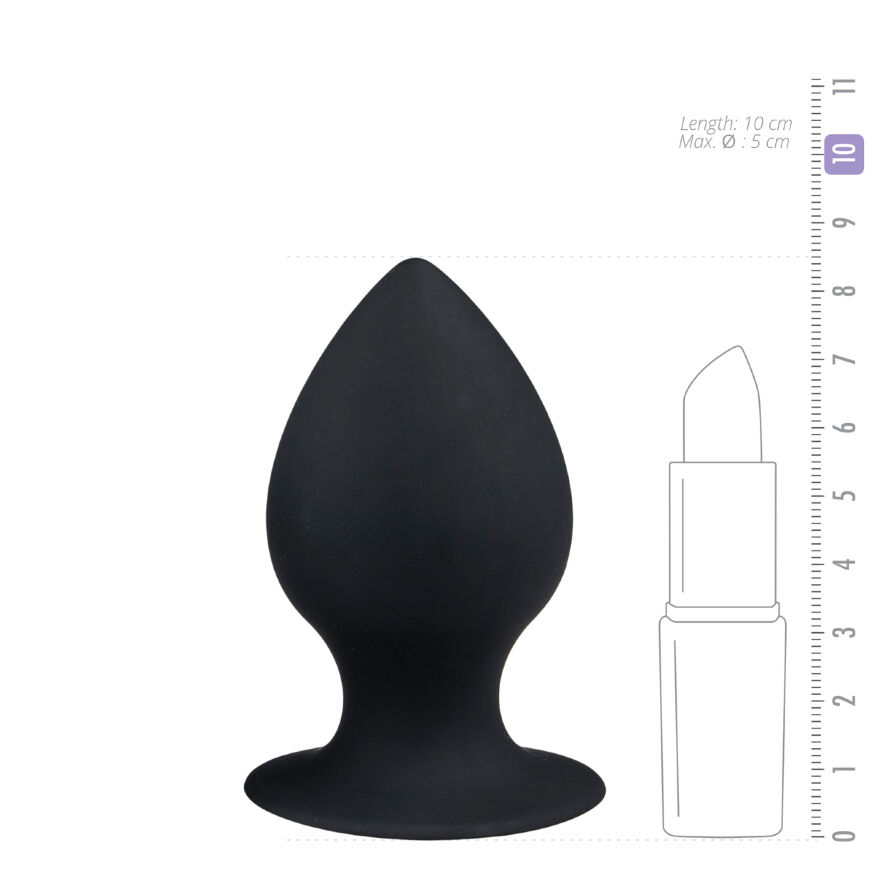 ET109BLK-S Анальная пробка с присоской Round Butt Plug черная, 8.5 см х 4 см