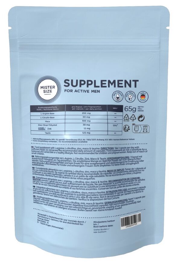 Харчова добавка для чоловіків Mister Size Supplement (ціна за упаковку 100 капсул)