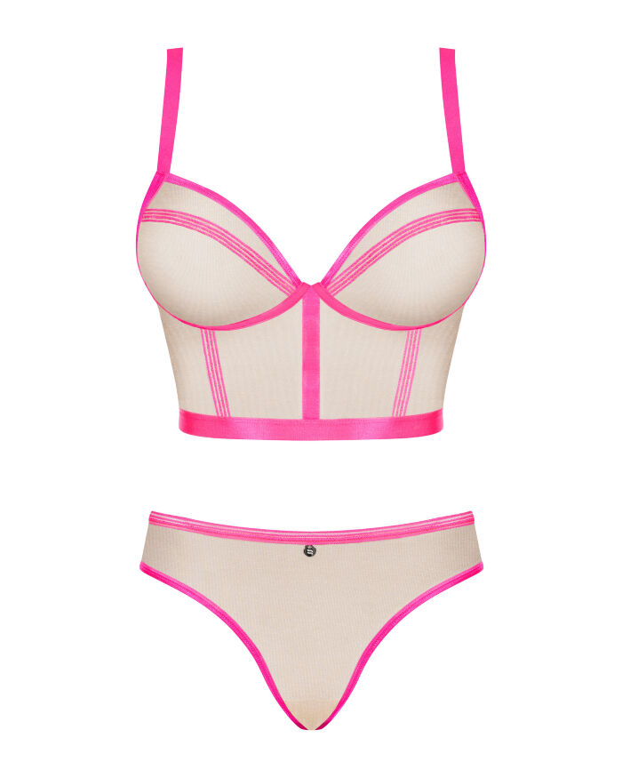 411071 Комплект Obsessive Nudelia top &amp; panties pink L/XL