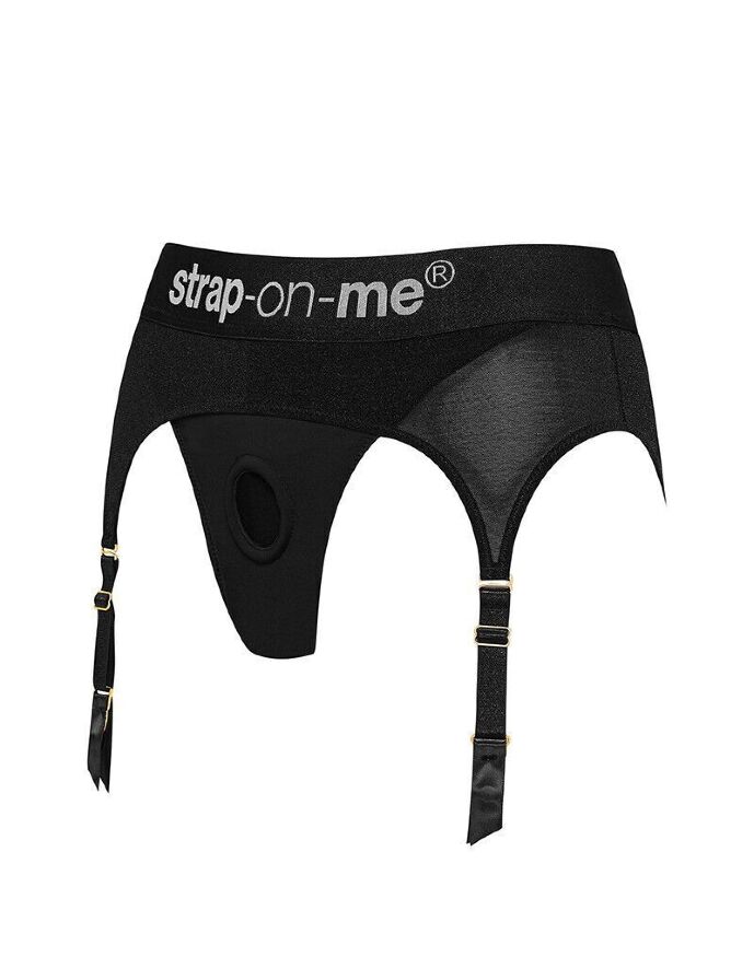 Трусы для страпона с подвязками для чулок Strap-On-Me REBEL HARNESS - XS (мятая упаковка!!!)