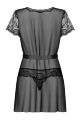 Пеньюар Obsessive Alluria peignoir &amp; thong, S/M, прозрачный, с кружевом, пояс, трусики в комплекте