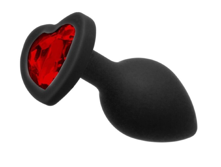 Анальная пробка Loveshop Black Silicone Herart RED, S