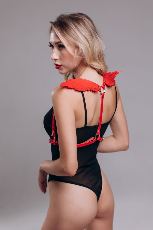 Портупея с крыльями Candy Hero "модель black Angel 5", экокожа 
