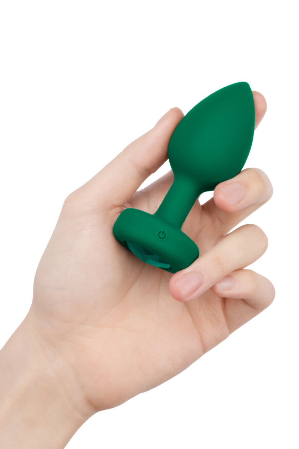 Анальная пробка с вибрацией и пультом B-Vibe - Vibrating Jewel Plug M/L Emerald