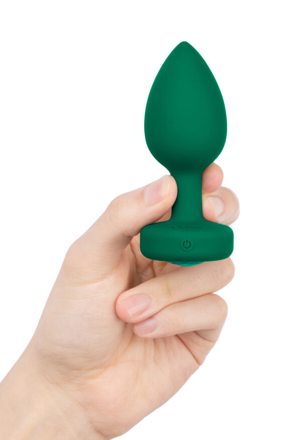 Анальная пробка с вибрацией и пультом B-Vibe - Vibrating Jewel Plug M/L Emerald