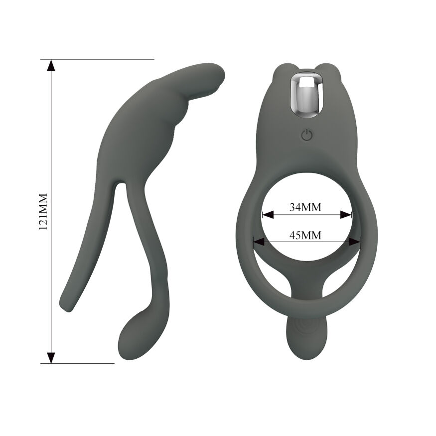 Эрекционное вибро кольцо Pretty Love - MASTER RING Gray, 7 vibration functions, BI-210335-1