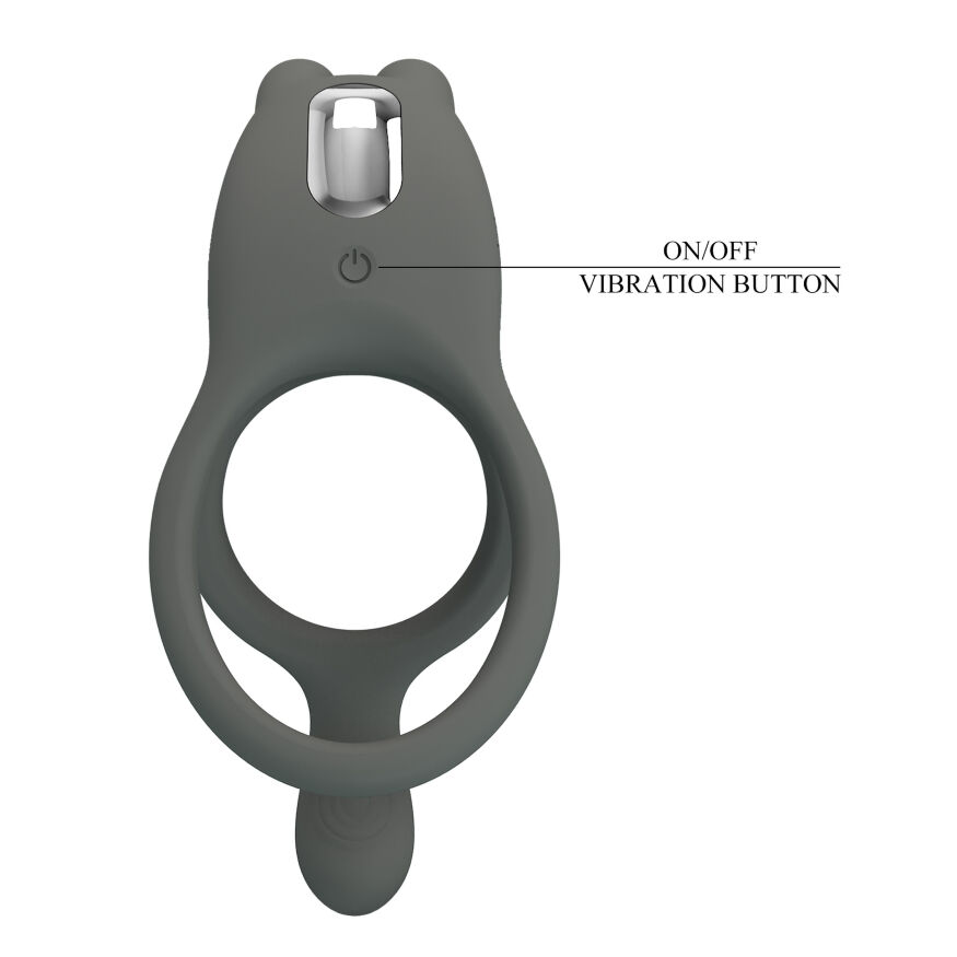Эрекционное вибро кольцо Pretty Love - MASTER RING Gray, 7 vibration functions, BI-210335-1