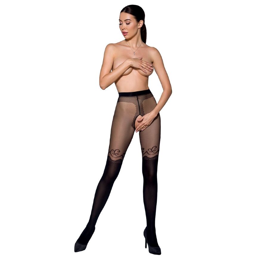 Колготки с открытым доступом Passion TIOPEN 012 black 3/4 (20/40 den), двойная плотность