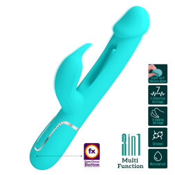 Вибратор с стимулятором клитора PRETTY LOVE - Kampas Rabbit 3 in 1 Green, BW-500025-1