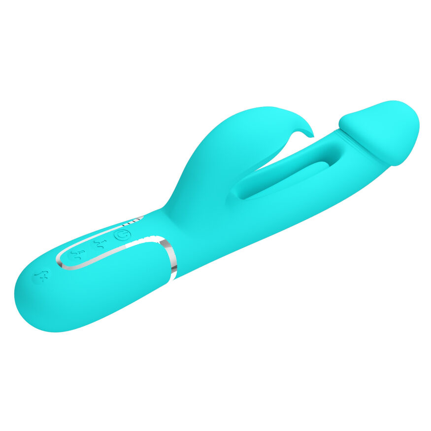 Вибратор с стимулятором клитора PRETTY LOVE - Kampas Rabbit 3 in 1 Green, BW-500025-1