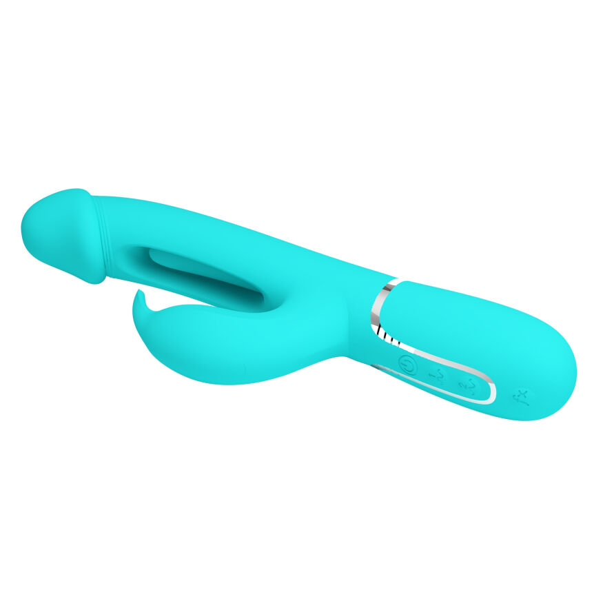 Вибратор с стимулятором клитора PRETTY LOVE - Kampas Rabbit 3 in 1 Green, BW-500025-1