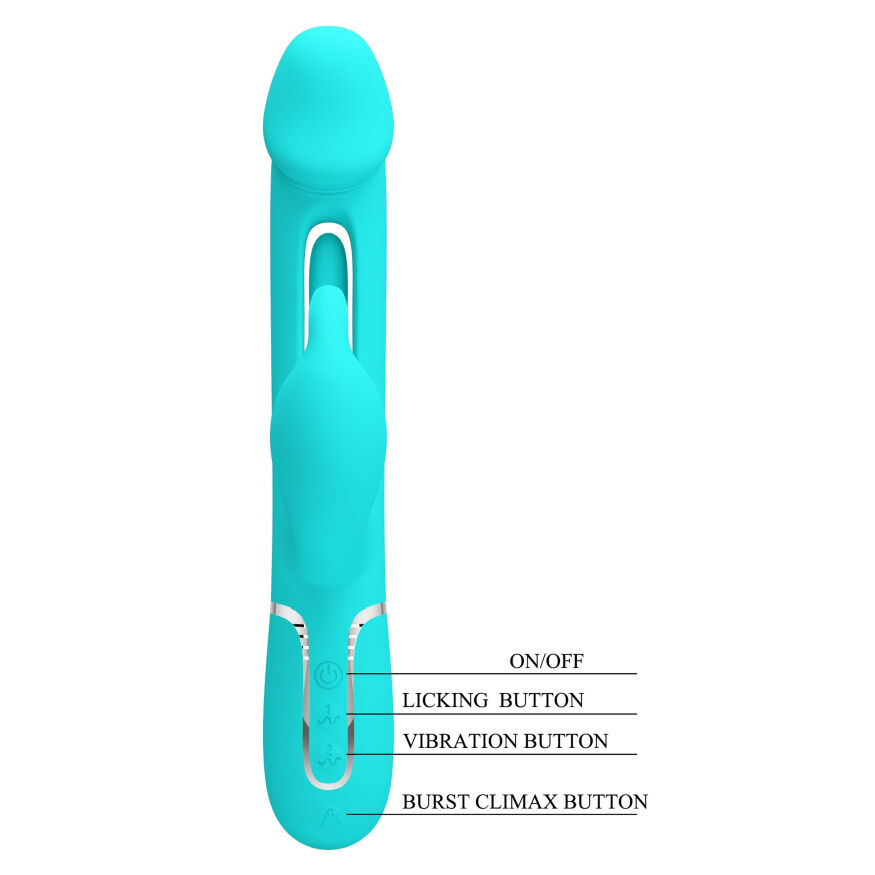 Вибратор с стимулятором клитора PRETTY LOVE - Kampas Rabbit 3 in 1 Green, BW-500025-1