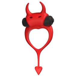 Эрекционное кольцо в виде дьявола Adrien Lastic Devol Cock Ring с вибрацией, красное