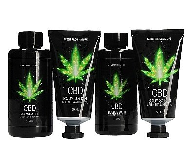 Набір для ванни і душу CBD Luxe Gift set-GREEN TEA &amp; HEMP OIL ( 4 предмета )