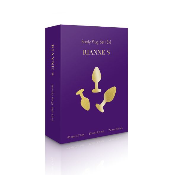 Набор силиконовых анальных пробок с кристаллом Rianne S: Booty Plug Set Purple, диаметр 2,7см, 3,5см, 4,1см