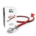 Металлическая анальная пробка M с дьявольским хвостом Art of Sex - Succubus, экокожа, черный/красный