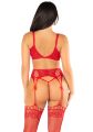 Комплект Leg Avenue Bra Top, String and Garter Belt Stockings One Size, Red