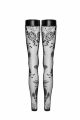 Чулки без миска Noir Handmade F243 Tulle stockings with patterned flock embroidery, M
