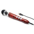 Массажер-микрофон Doxy Die Cast 3R Wand Vibrator Rose Pattern, с розами, красный USB