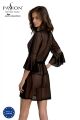 Пеньюар Passion LEAFA PEIGNOIR black S/M, довжина трохи вище коліна, широкі рукави, зав'язується на пояс