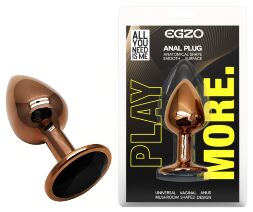 Анальна пробка з кристалом EGZO - Dark Gold Round Plug Black, size S