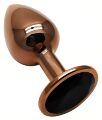 Анальная пробка с кристаллом EGZO - Dark Gold Round Plug Black, size S