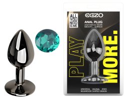 Анальна пробка з кристалом EGZO - Dark Gray Round Plug Marine, size S