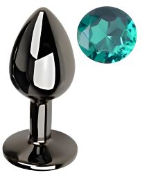 Анальна пробка з кристалом EGZO - Dark Gray Round Plug Marine, size S