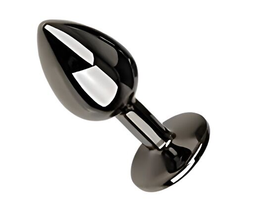 Анальна пробка з кристалом EGZO - Dark Gray Round Plug Marine, size S