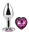 Анальна пробка з кристалом EGZO - Silver Heart Plug Rose size M
