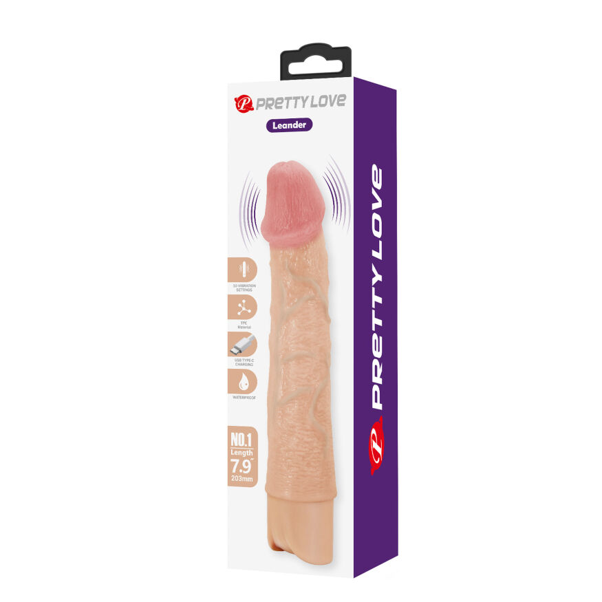 Реалістичний вібратор, що перезаряджається Pretty Love - Leander Realistic Vibrating Dildo, BW-500080
