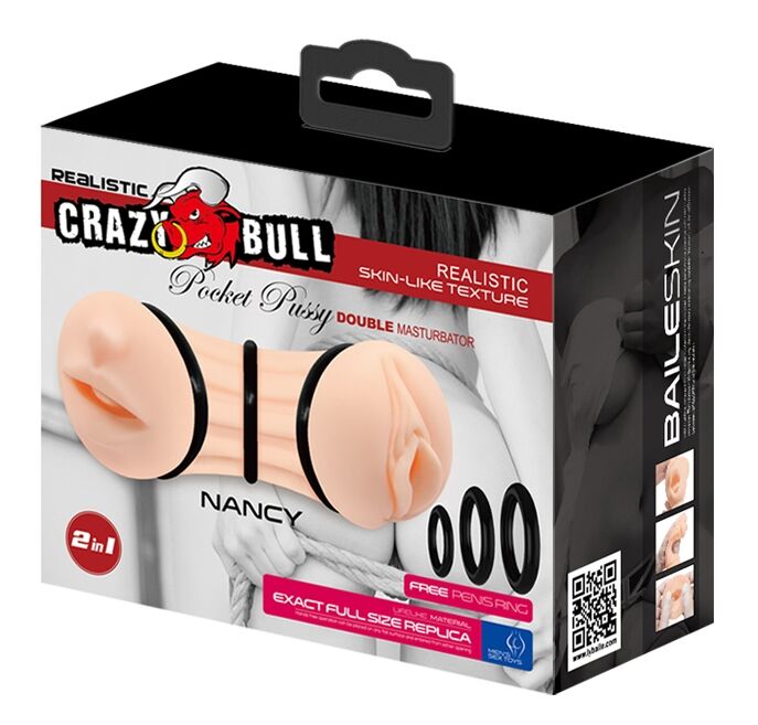 Мастурбатор с двумя входами Crazy Bull - NANCY Pocket Pussyм DOUBLE MASTURBATOR, BM-009224H