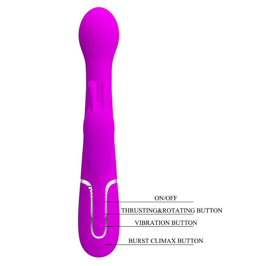 Вібромасажер із поступальним рухом серії Pretty Love - Dejon Twinkled Purple 7 vibration functions 4 rolling functions, BW-500014