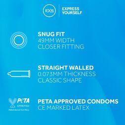 Презервативи 49 мм - EXS Snug Fit, 48 шт.