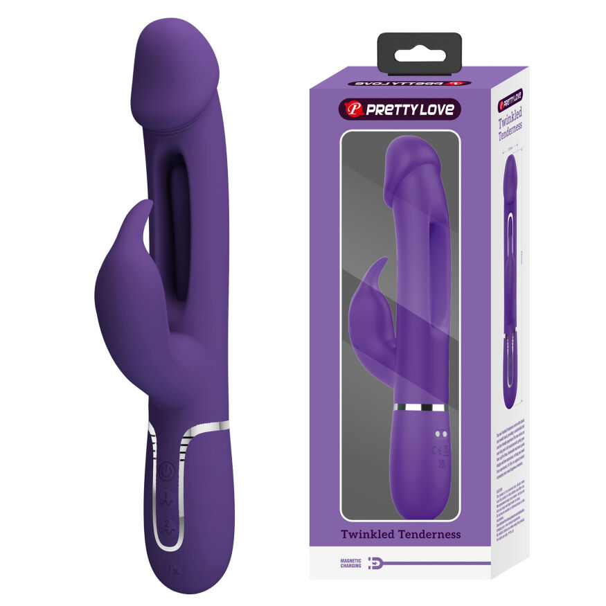 Вибратор с стимулятором клитора PRETTY LOVE - Kampas Rabbit 3 in 1 Dark Purple, BW-500025-2