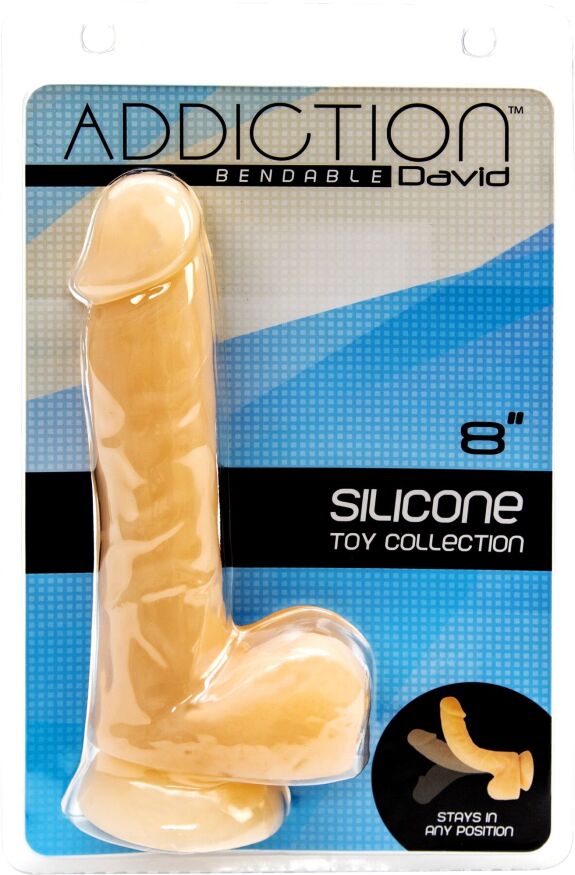 Фалоімітатор із пам’яттю форми, на присосці ADDICTION  -  DAVID 8″ Silicone Dong, віброкуля в подаруно