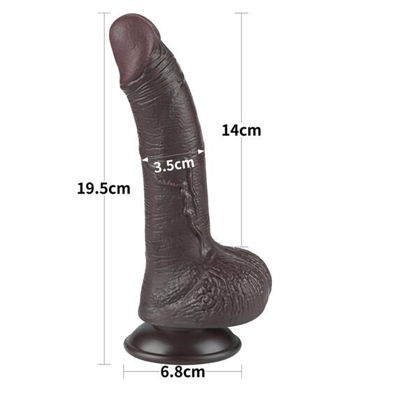 Пружний фалоімітатор з пластичного еластомеру - Sliding-Skin Dual Layer Dong 7.5" Black