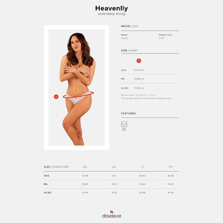 Трусики с доступом Obsessive Heavenlly crotchless thong XS/S