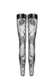 Панчохи без миска Noir Handmade F243 Tulle stockings with patterned flock embroidery, XXL