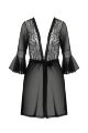Пеньюар Passion LEAFA PEIGNOIR black, XXL/XXXL, длина чуть выше колена, широкие рукава, завязывается