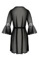 Пеньюар Passion LEAFA PEIGNOIR black, XXL/XXXL, длина чуть выше колена, широкие рукава, завязывается